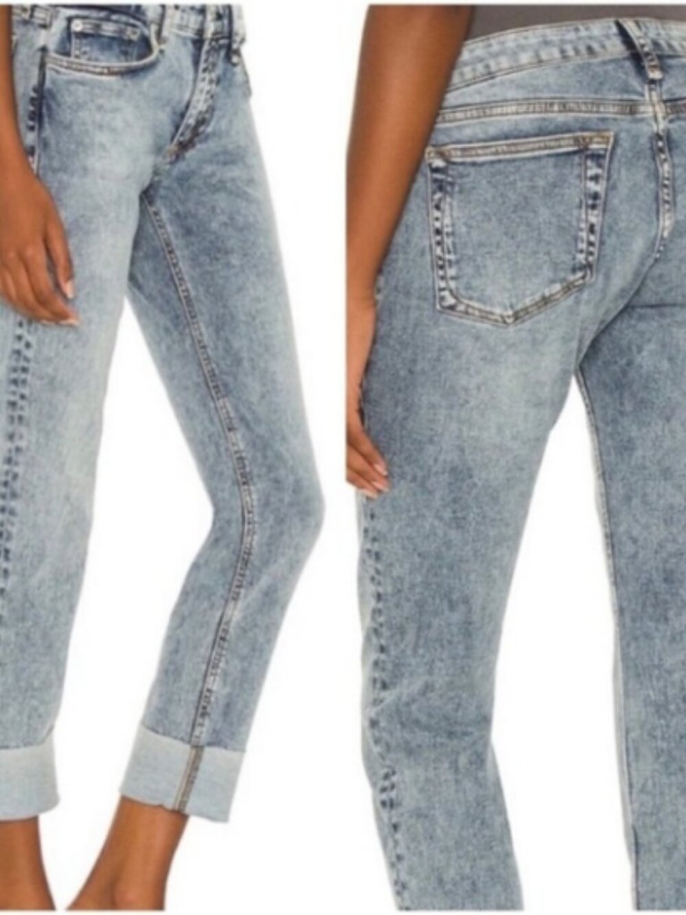 Rag & Bone The Dre Low Rise Boyfriend Nora Acid Wash Raw Hem Jeans Size 29